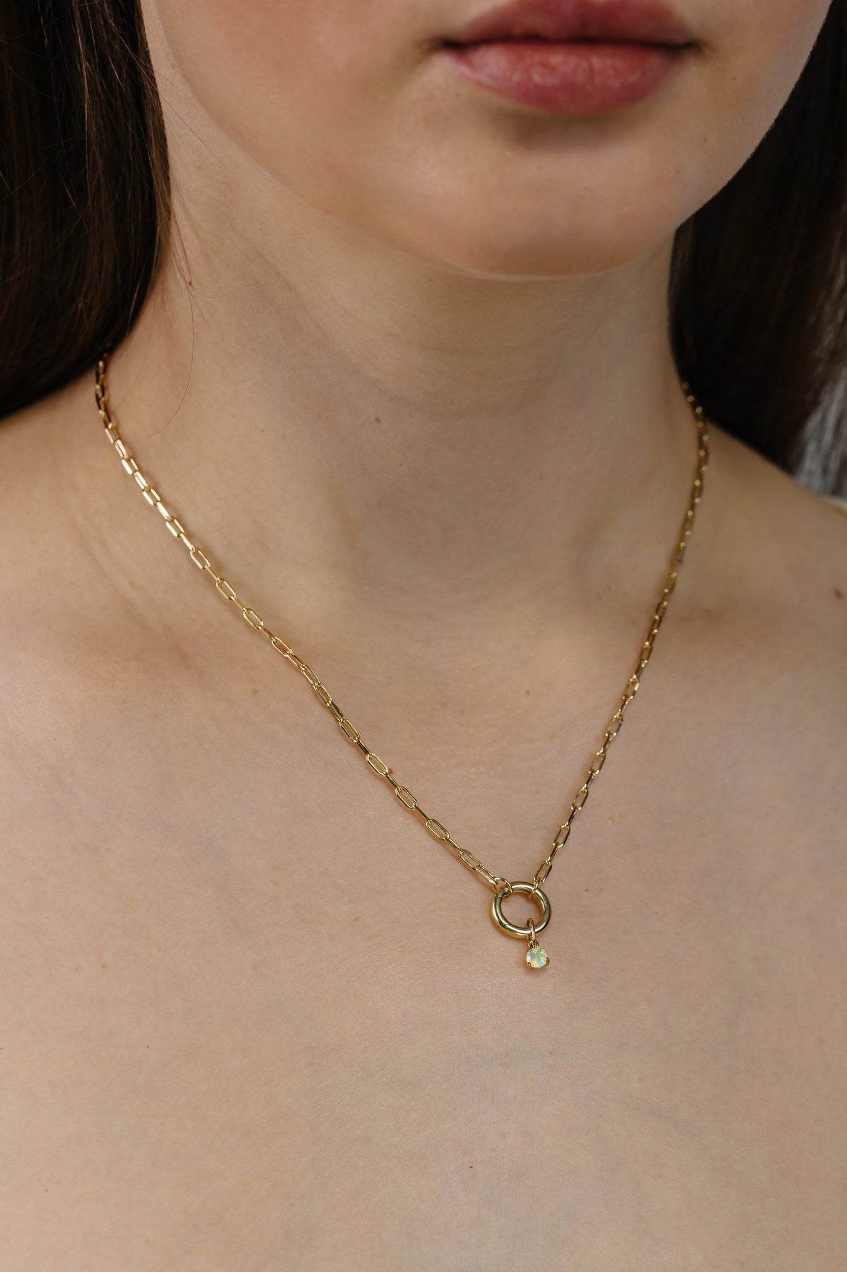 4mm Opal Charm in 10kt Yellow Gold
