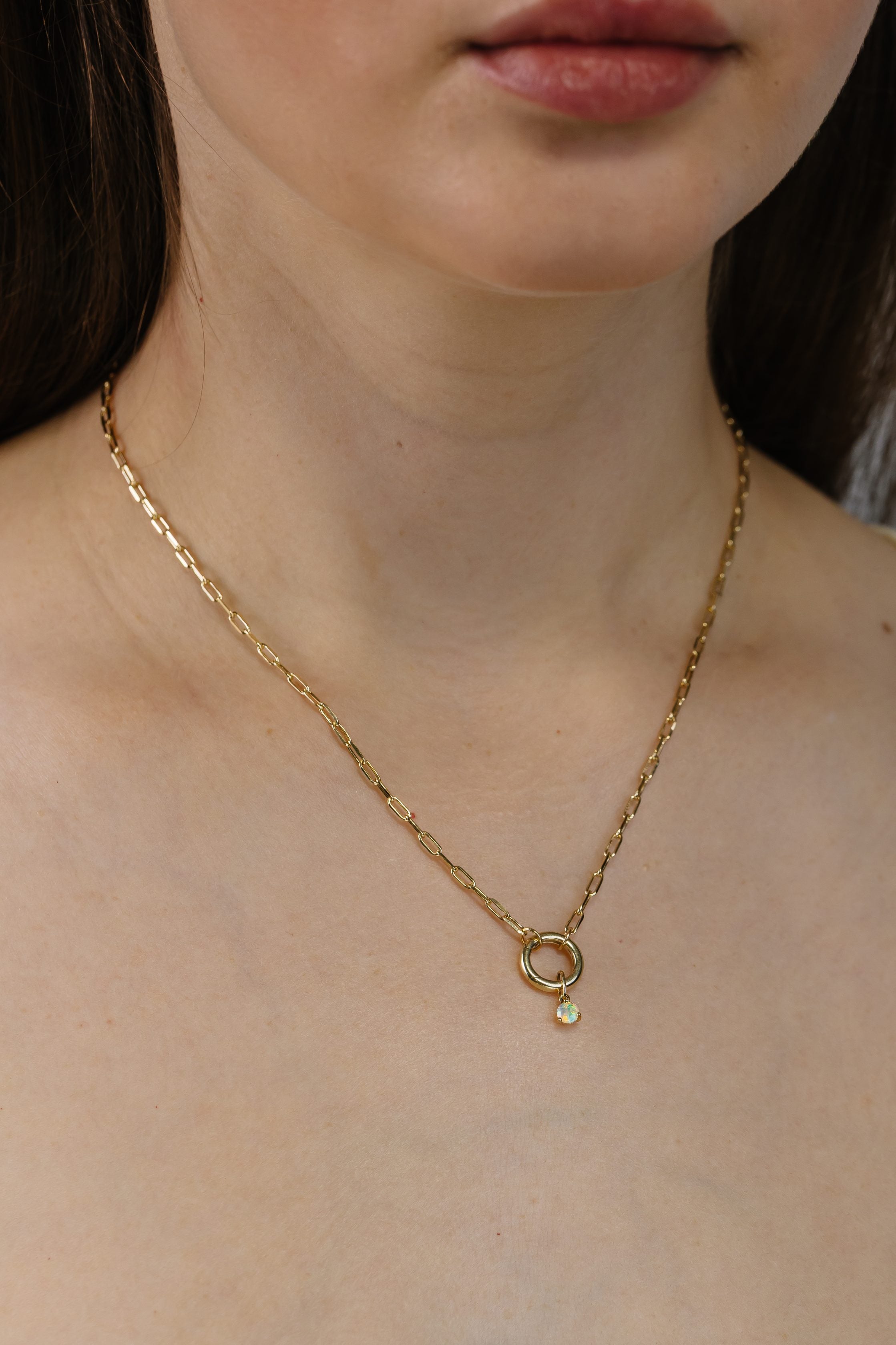 4mm Opal Charm in 10kt Yellow Gold
