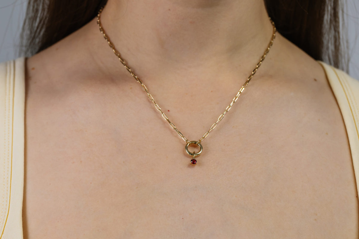 4mm Garnet Charm in 10kt Yellow Gold