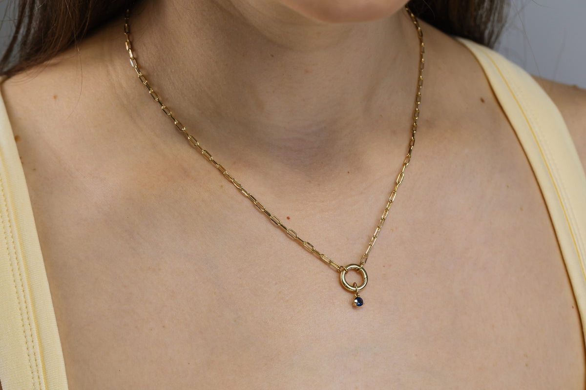 4mm Blue Sapphire Charm in 10kt Yellow Gold