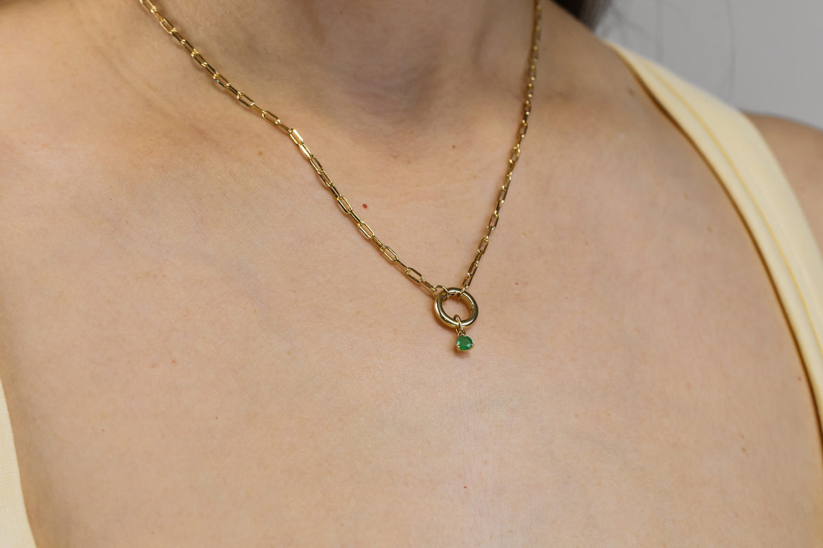 4mm Emerald Charm in 10kt Yellow Gold