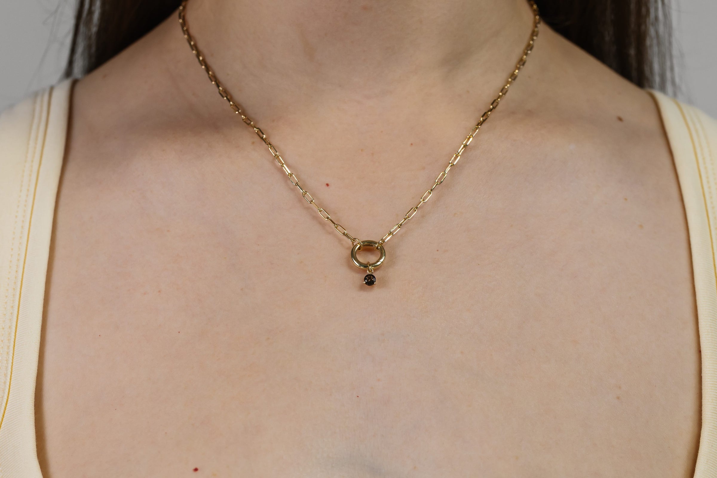 4mm Smoky Quartz Charm in 10kt Yellow Gold