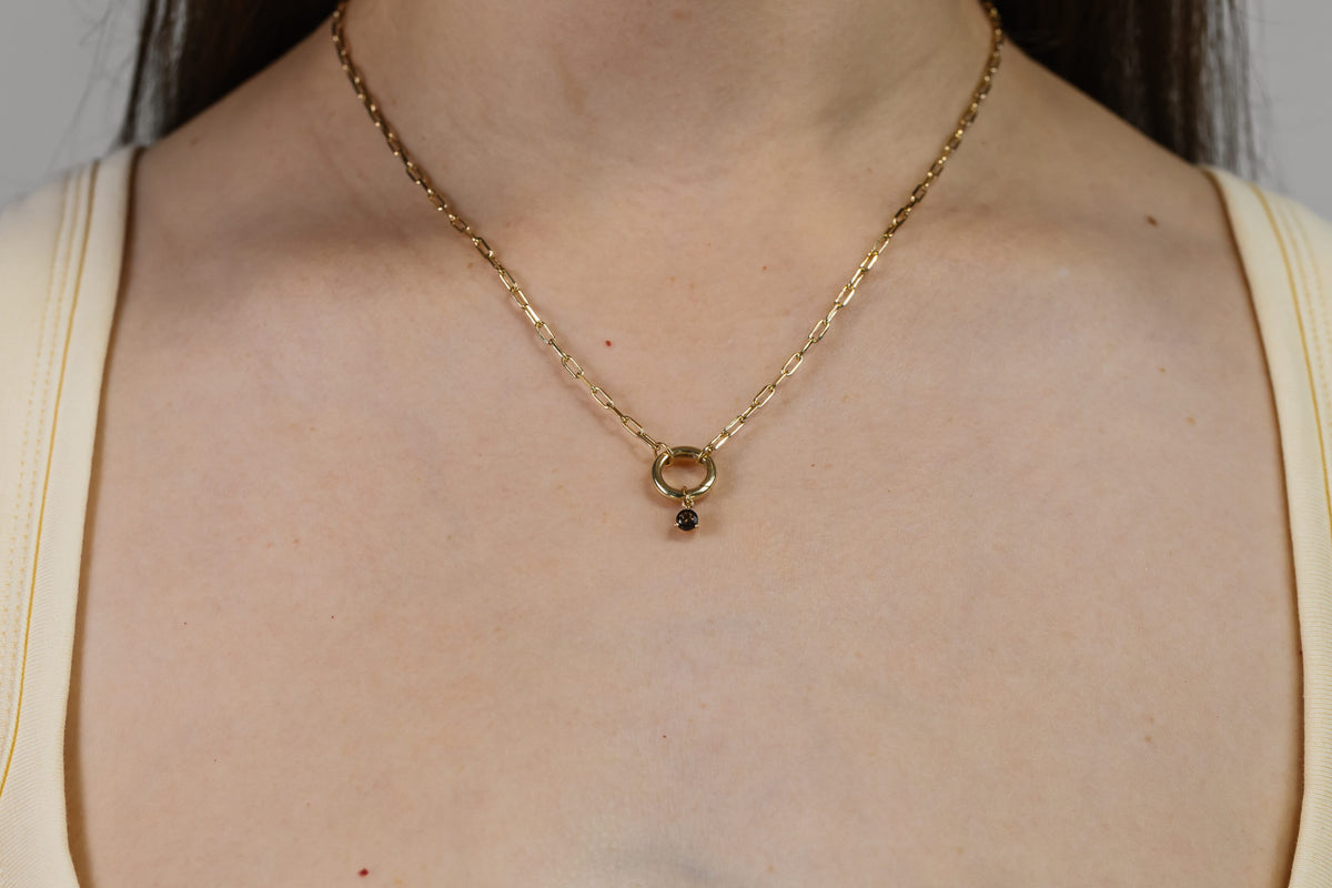 4mm Smoky Quartz Charm in 10kt Yellow Gold
