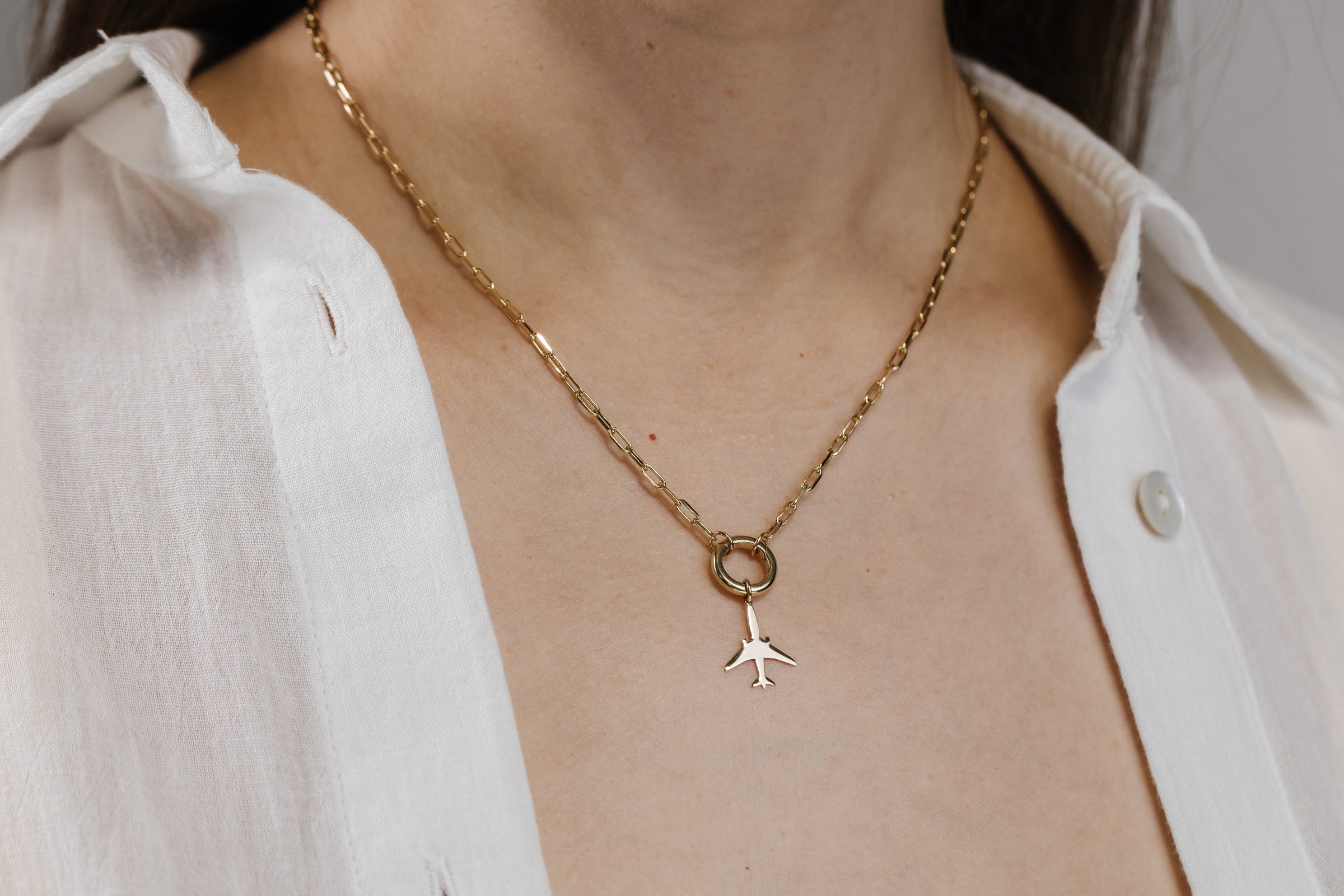 Airplane Charm in 10kt Yellow Gold