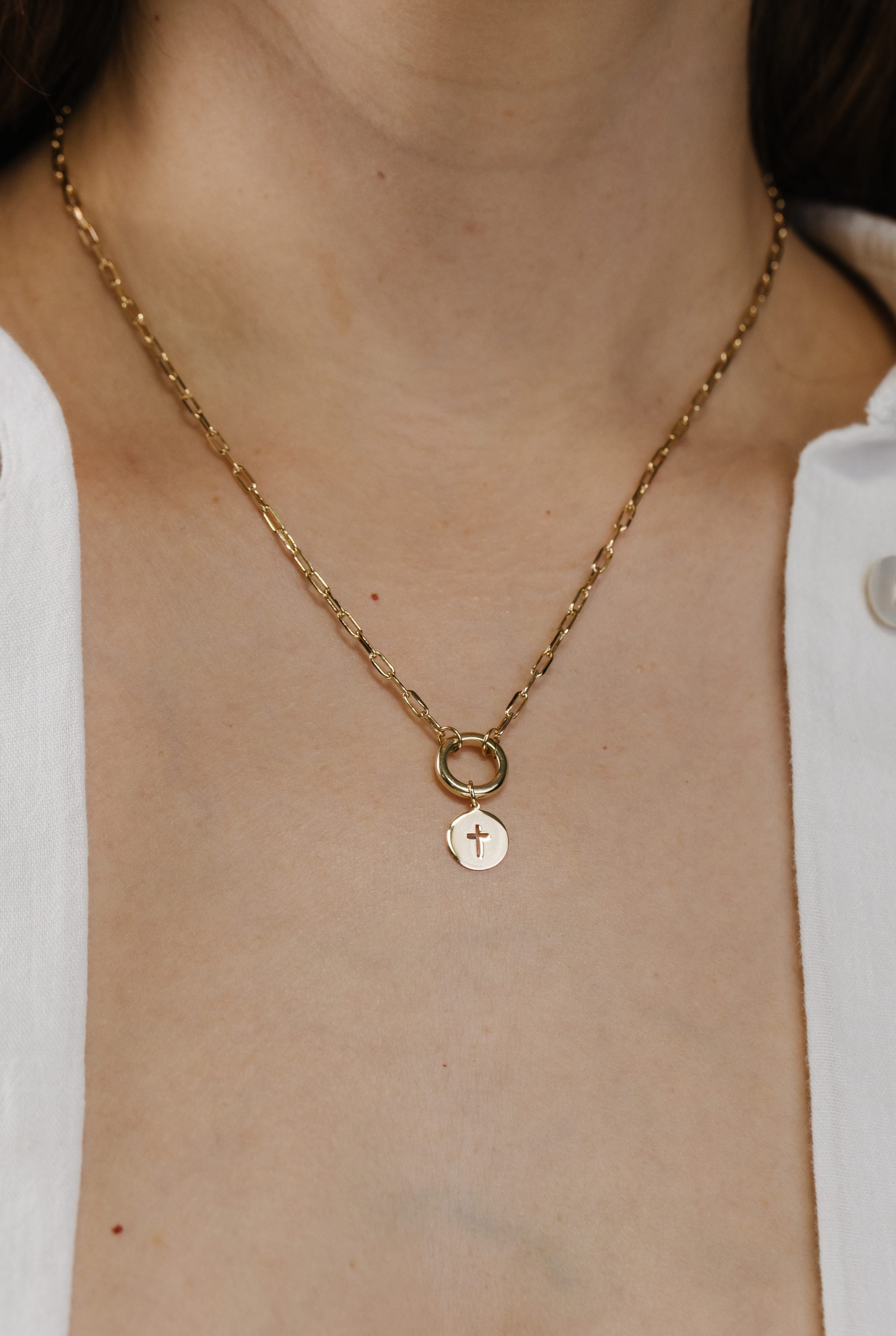 Cross Cutout Charm in 10kt Yellow Gold