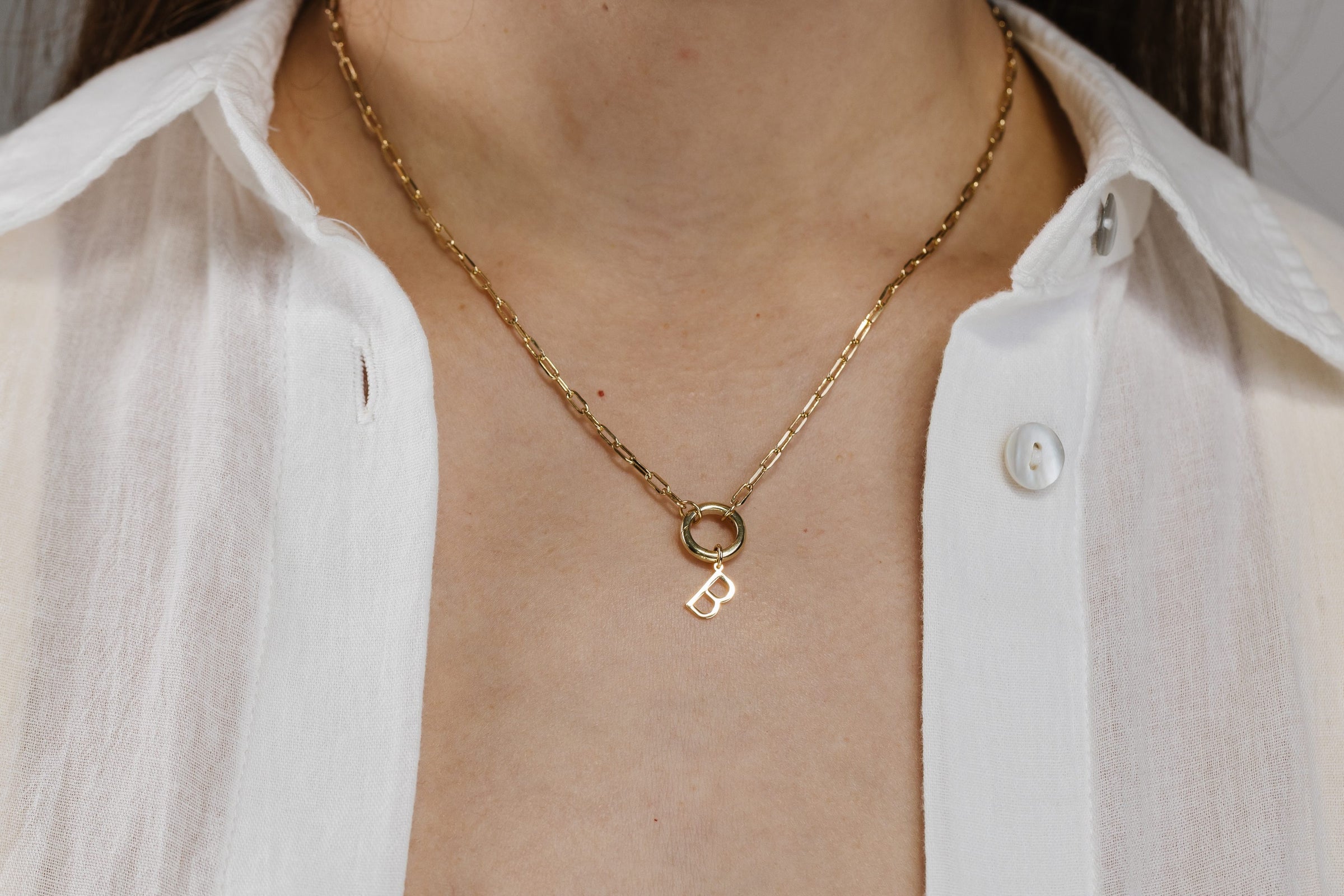 "B" Initial Charm in 10kt Yellow Gold