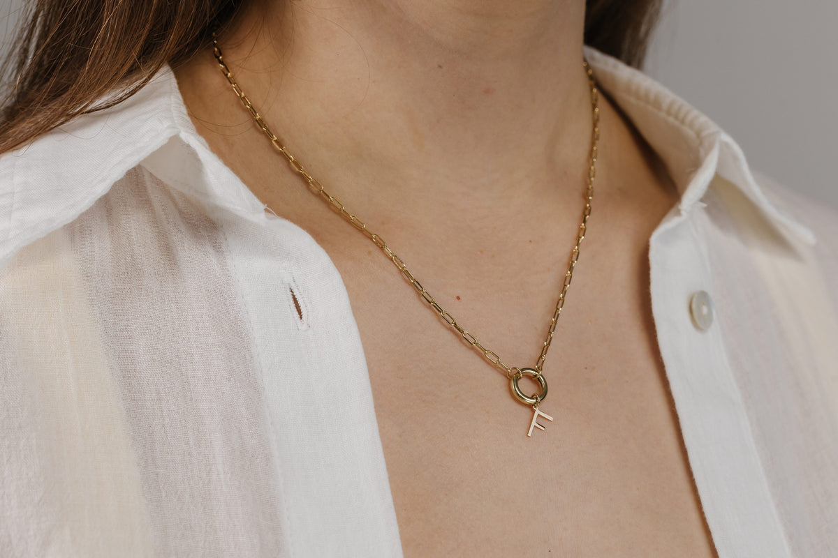 "F" Initial Charm in 10kt Yellow Gold