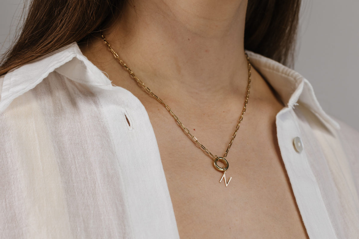 "N" Initial Charm in 10kt Yellow Gold