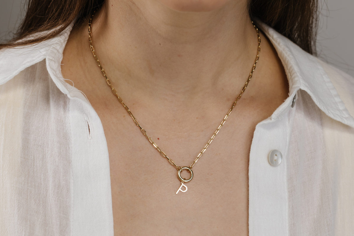 "P" Initial Charm in 10kt Yellow Gold