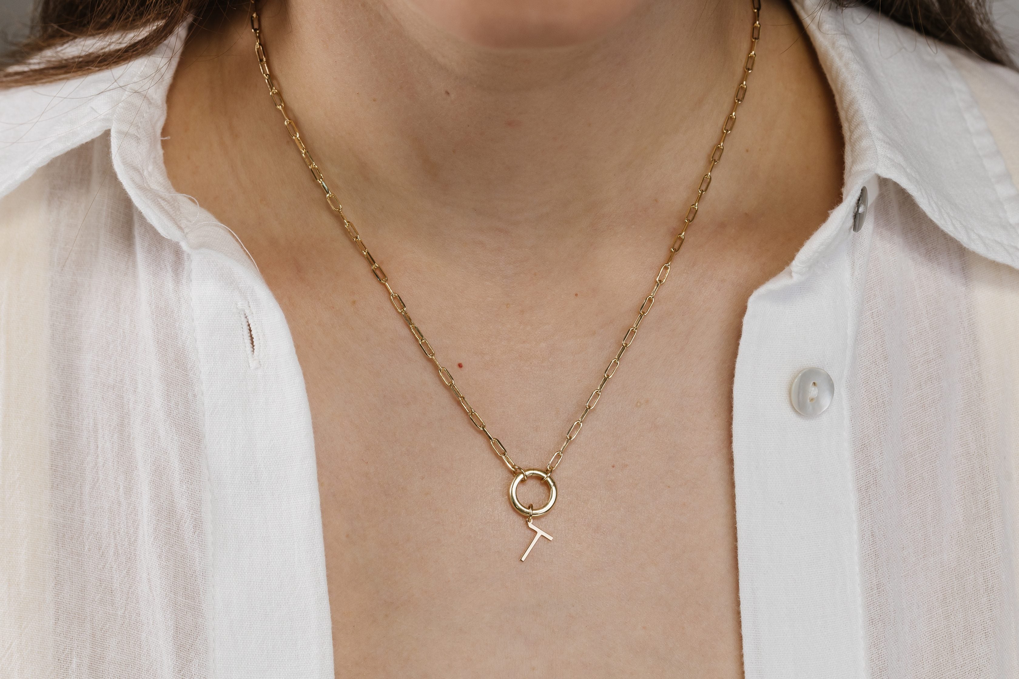 "T" Initial Charm in 10kt Yellow Gold
