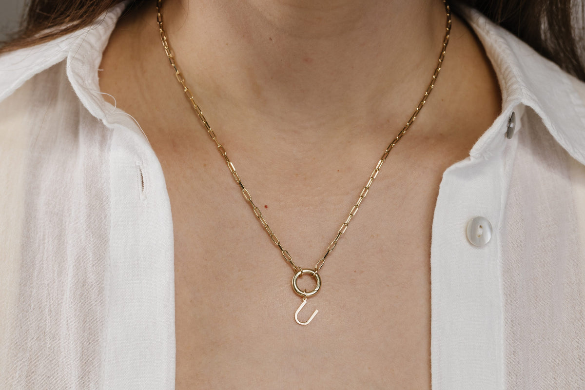 "U" Initial Charm in 10kt Yellow Gold