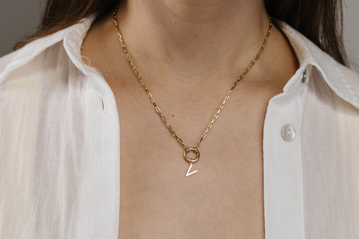 "V" Initial Charm in 10kt Yellow Gold