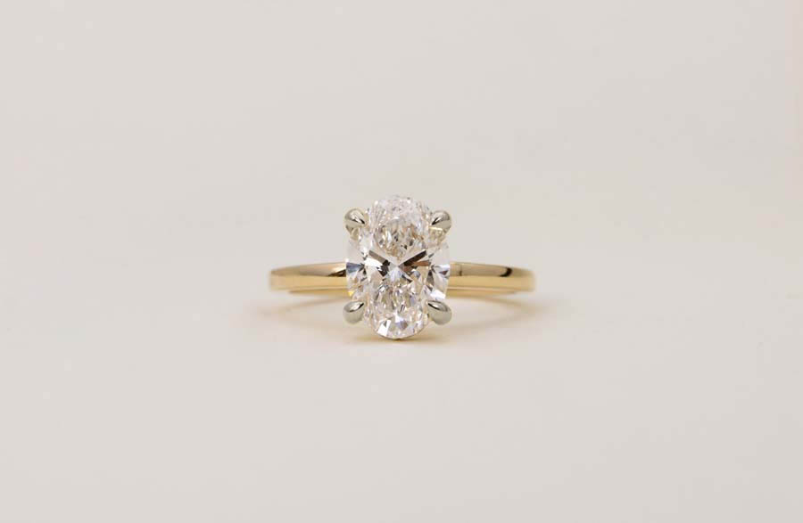 Oval Engagement Ring with 2.15 Carat TW of Lab Created Diamonds in 14kt Yellow Gold