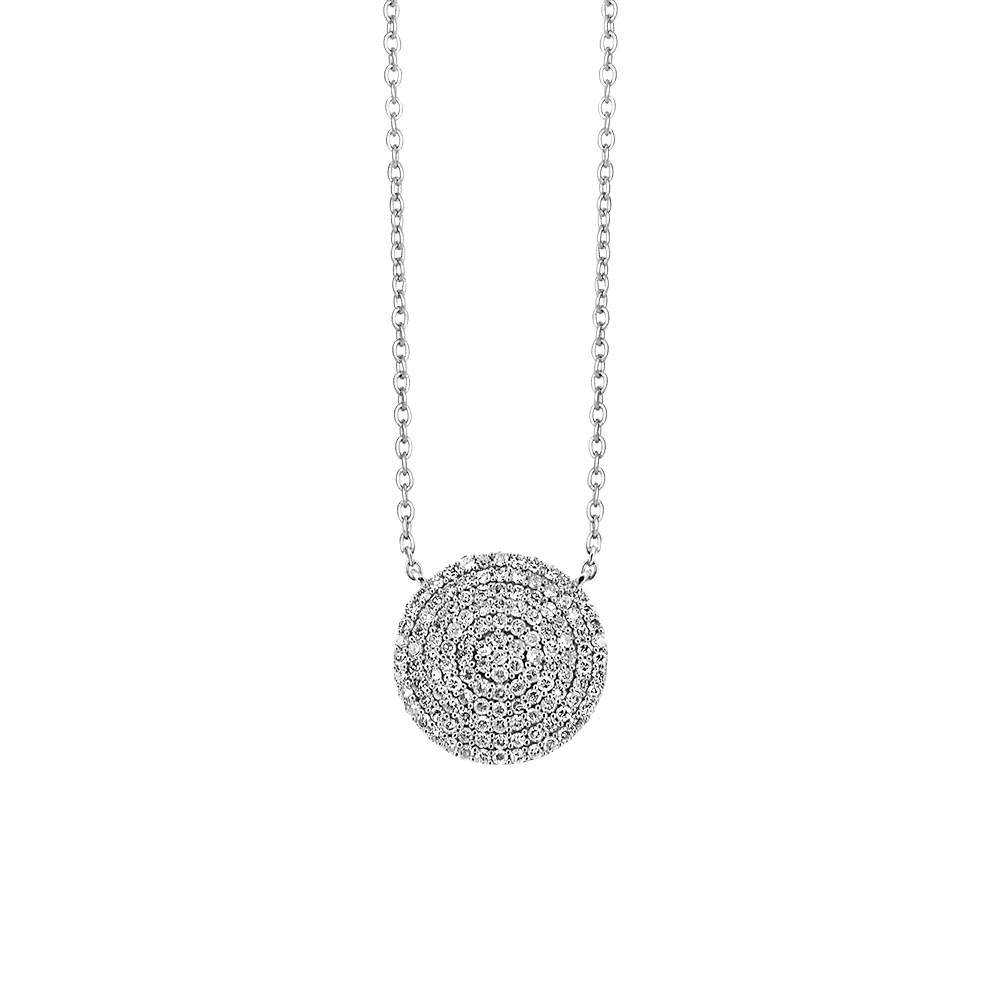 16" Circle Necklace with .40 Carat TW of Diamonds in 14kt White Gold