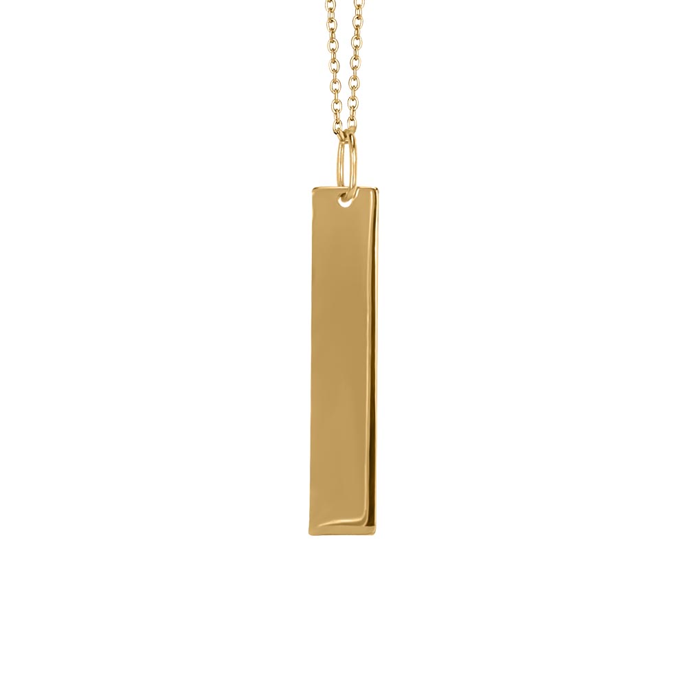 18" Engraveable Vertical Nameplate Necklace in 10kt Yellow Gold