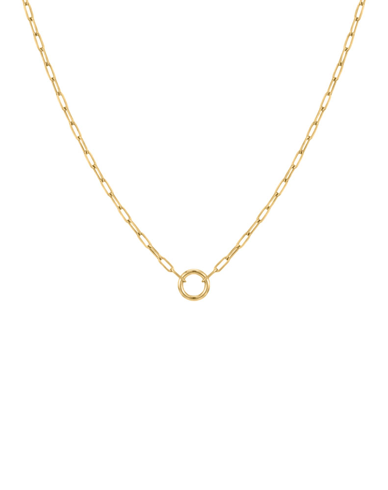 Paperclip Charm Necklace in 10kt Yellow Gold