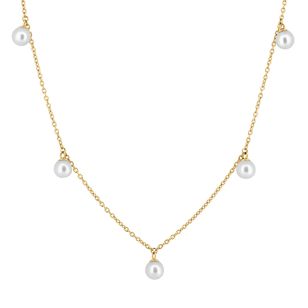 Cosmic Necklace with Pearl in 10kt Yellow Gold