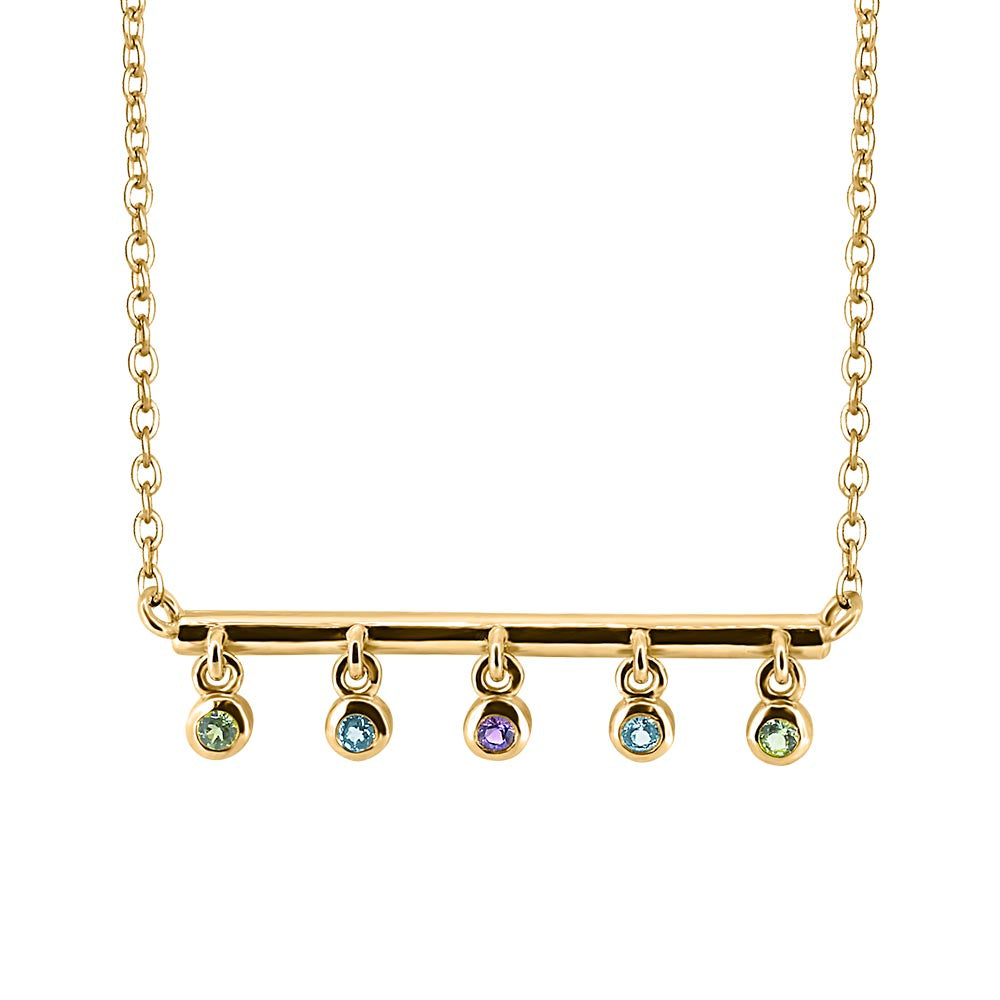 16" Necklace with Amethyst, Blue Topaz, and Peridot in Gold Plated Sterling Silver
