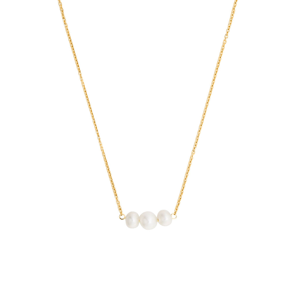 16.5"-17.5" Necklace with White Freshwater Pearl in Gold Plated Sterling Silver