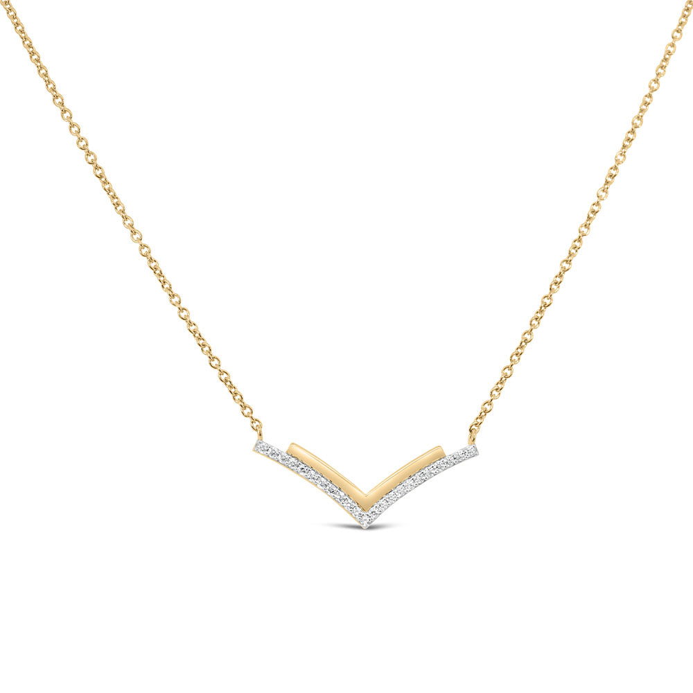 Chevron Necklace with Cubic Zirconia in Sterling Silver