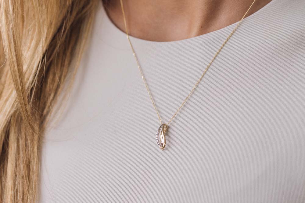 Pendant with .40 Carat TW of Diamonds in 10kt Yellow and White Gold with Chain