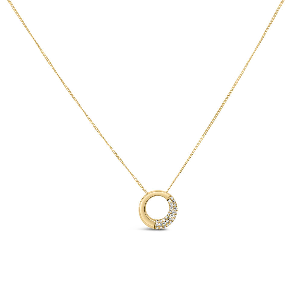 Circle Pendant with .14 Carat TW of Diamonds in 10kt Yellow Gold