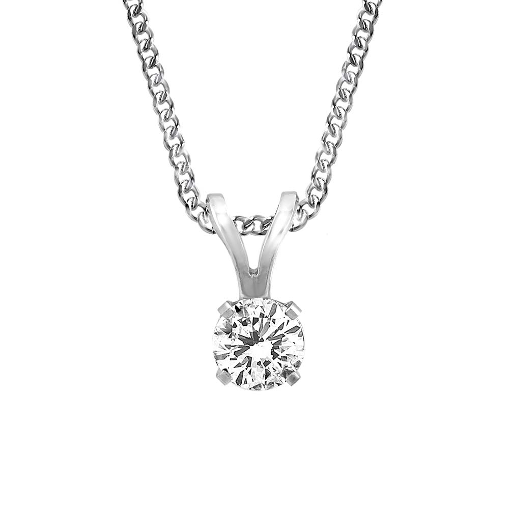 Solitaire Pendant with .25 Carat TW of Diamonds in 14kt White Gold with 10kt White Gold Chain