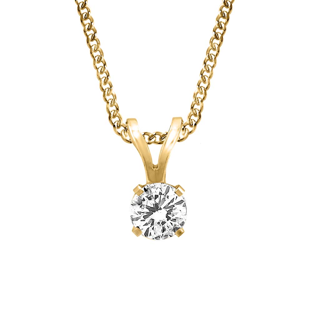 Solitaire Pendant with .15 Carat TW of Diamonds in 14kt Yellow Gold with 10kt Yellow Gold Chain