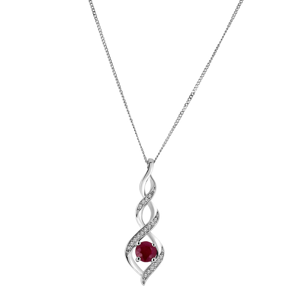 Pendant Emerald and .05 Carat TW Diamonds in 10kt White Gold