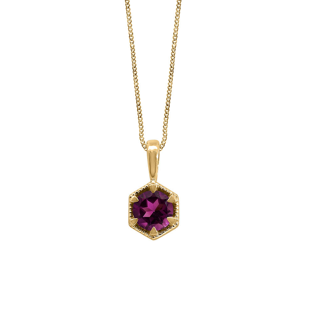 Pendant with 5.5MM Rhodolite Garnet in 10kt Yellow Gold