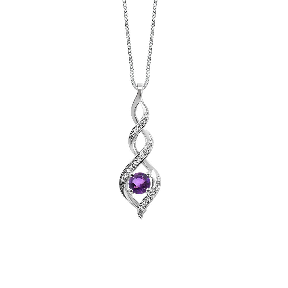 Infinity Pendant with .05 Carat TW of Diamonds and Amethyst