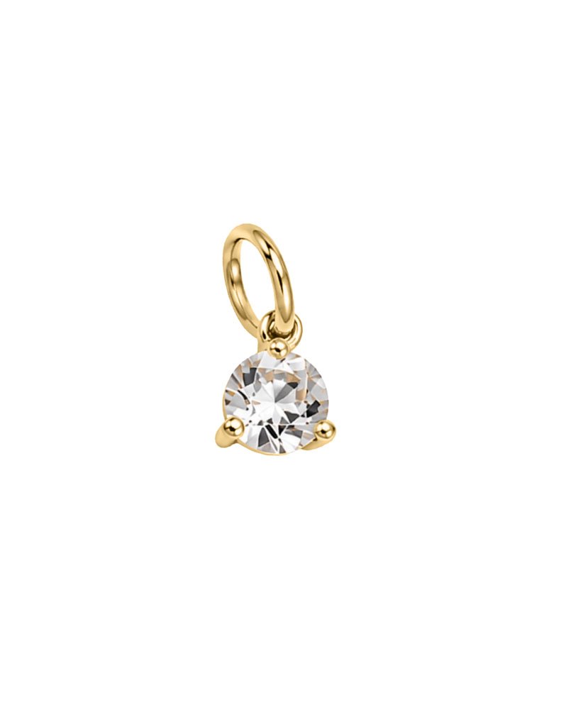 4mm White Topaz Charm in 10kt Yellow Gold