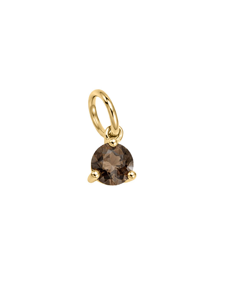 4mm Smoky Quartz Charm in 10kt Yellow Gold