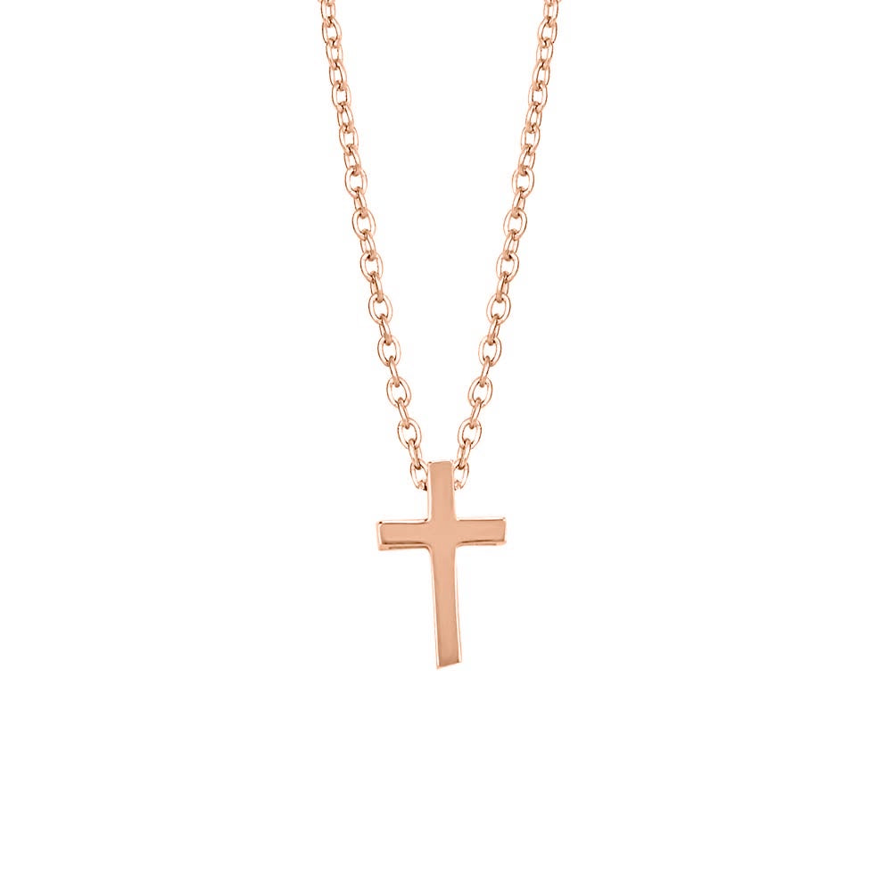 16"-18" Mini Cross Necklace in 10kt Rose Gold