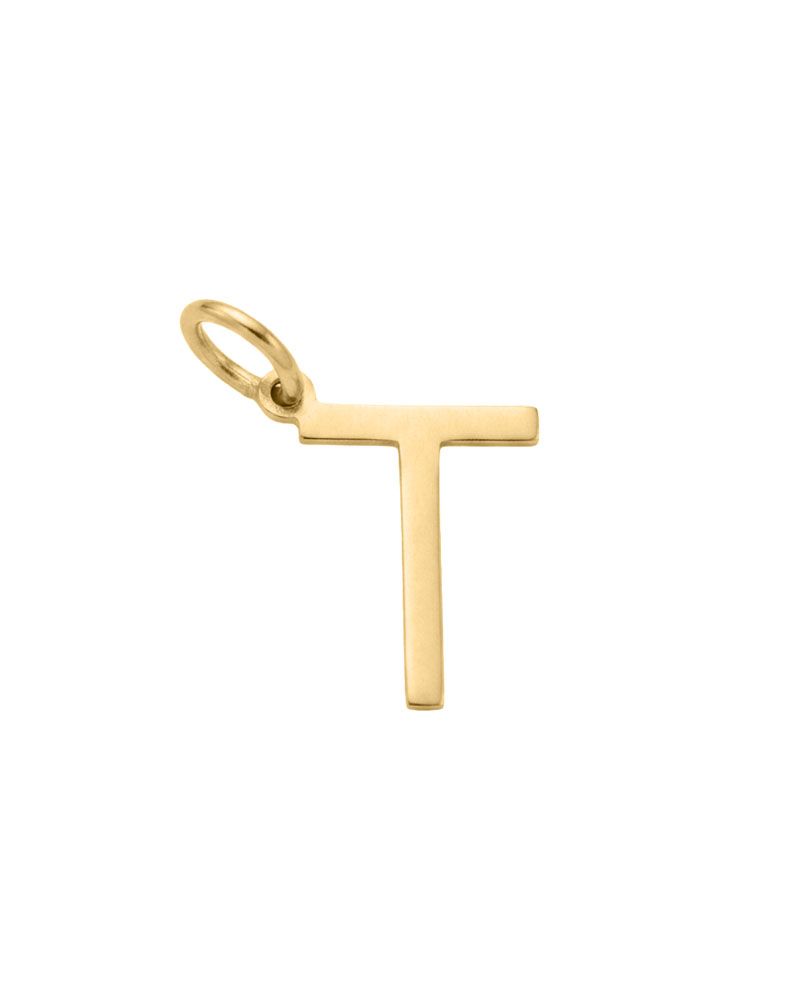 "T" Initial Charm in 10kt Yellow Gold