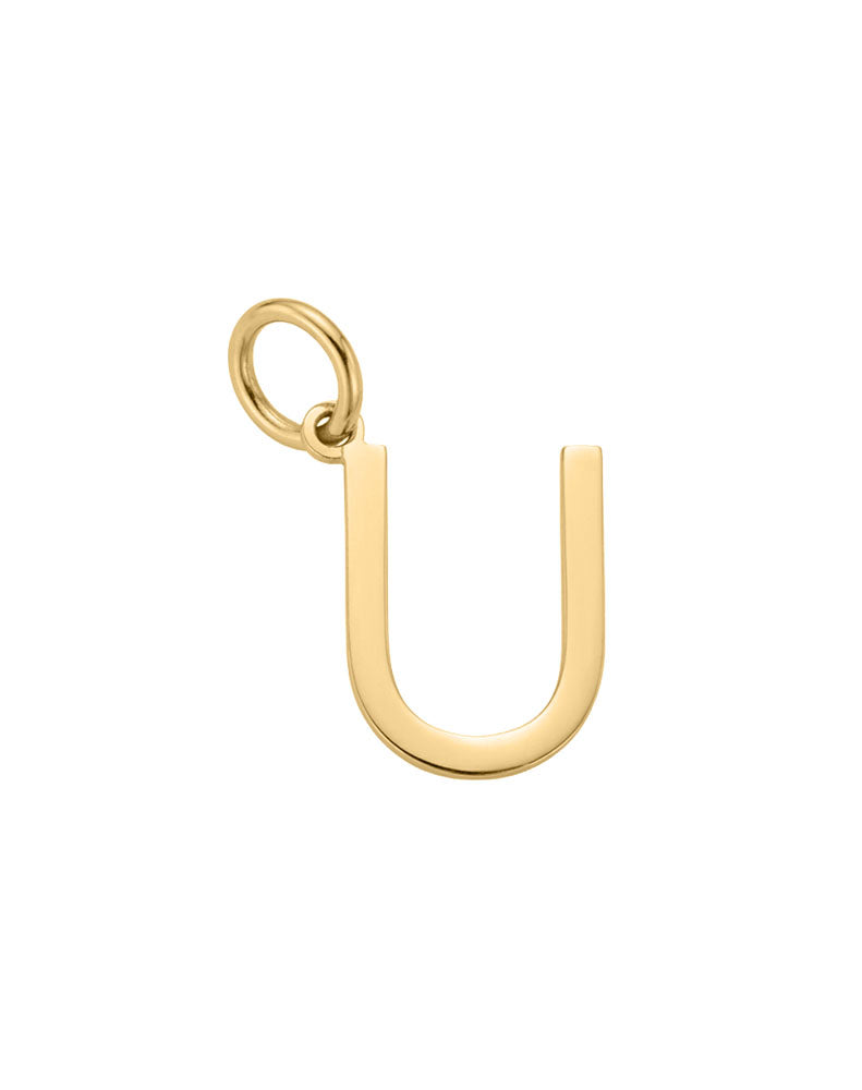 "U" Initial Charm in 10kt Yellow Gold
