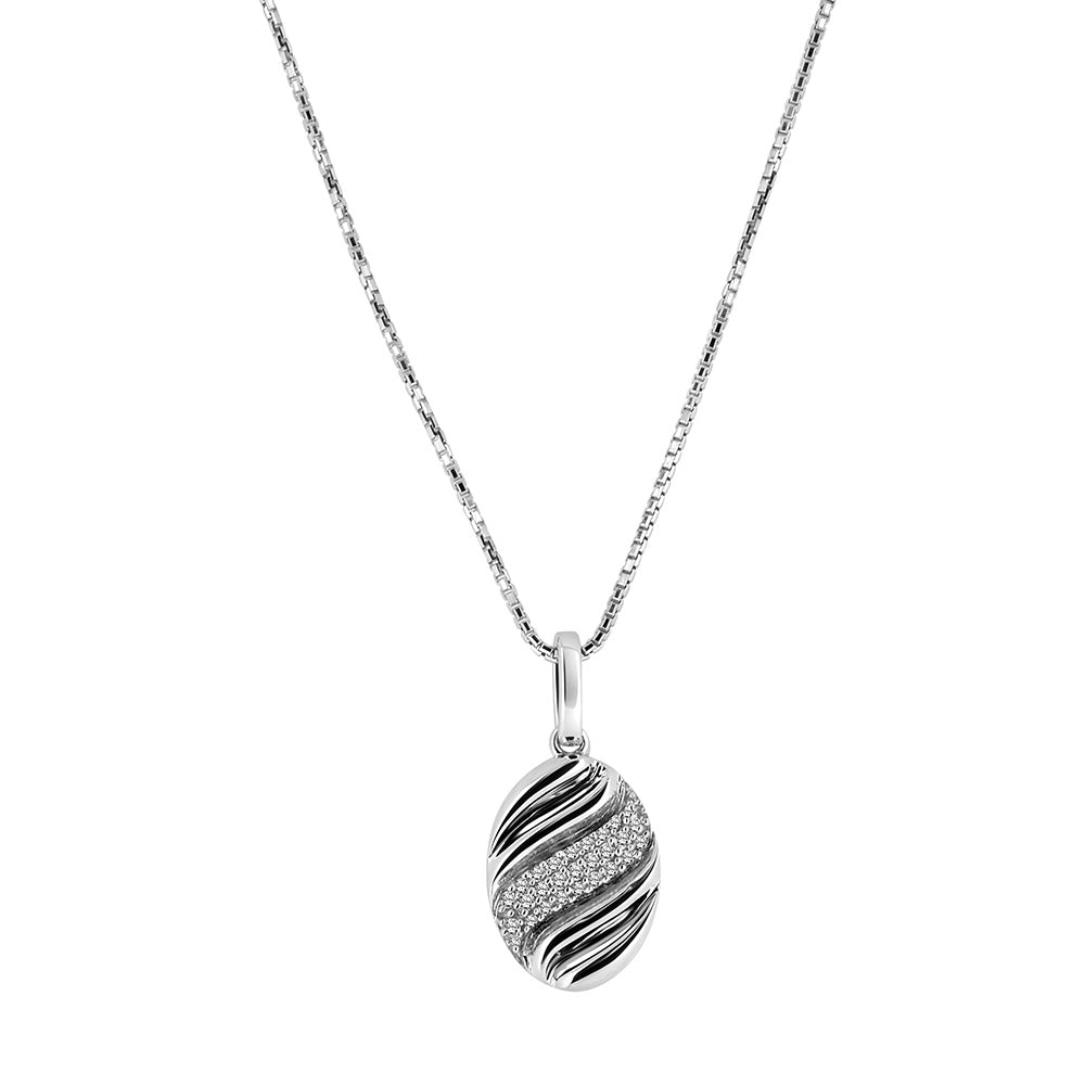 Cornetto Pendant with .10 Carat TW Diamond in Sterling Silver with Chain