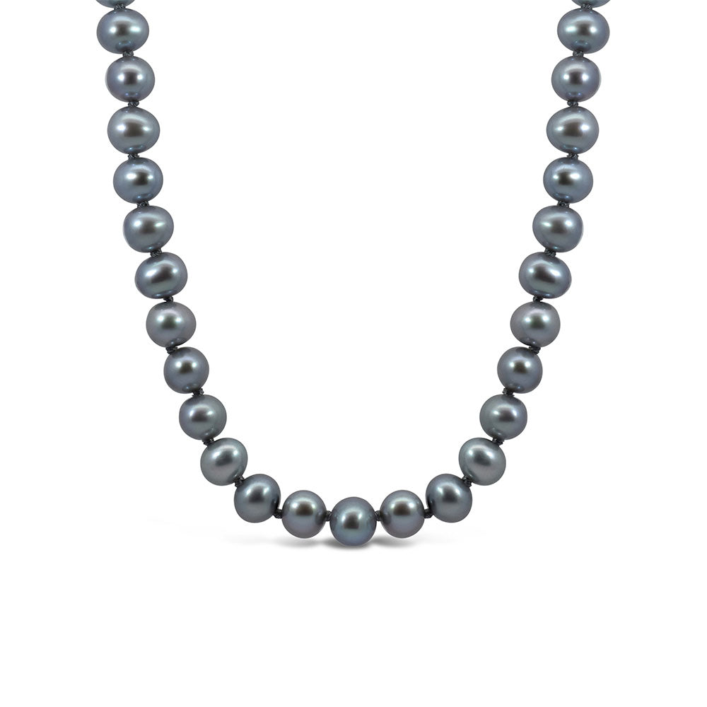 18" 6MM-6.5MM Grey Pearl Necklace in Sterling Silver