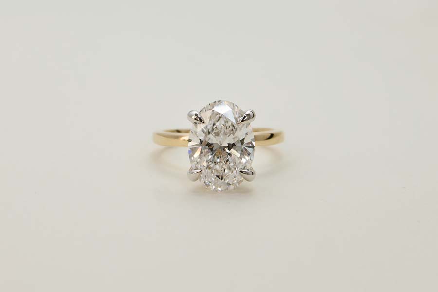 Oval Solitaire Engagement Ring with 4.10 Carat TW of Lab Created Diamonds in 14kt Yellow Gold
