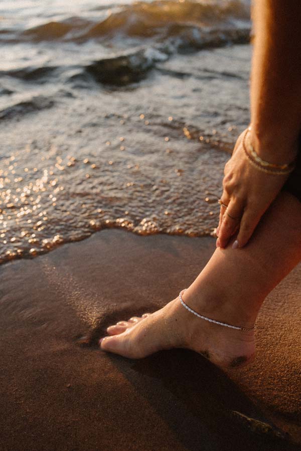 Anklet with Pearls in 10kt Yellow Gold