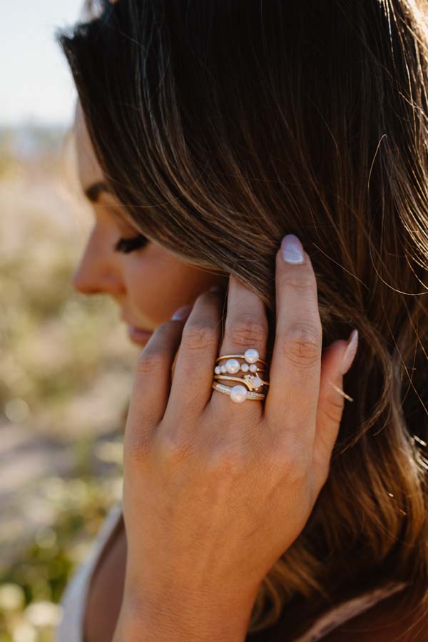 Ring with .09 Carat TW of Diamonds and 6MM Pearl in 10kt Yellow Gold