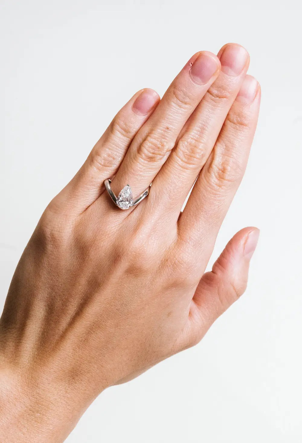 Pear Shaped Engagement Ring with 1.50 Carat Lab Created Diamonds in 14KT White Gold