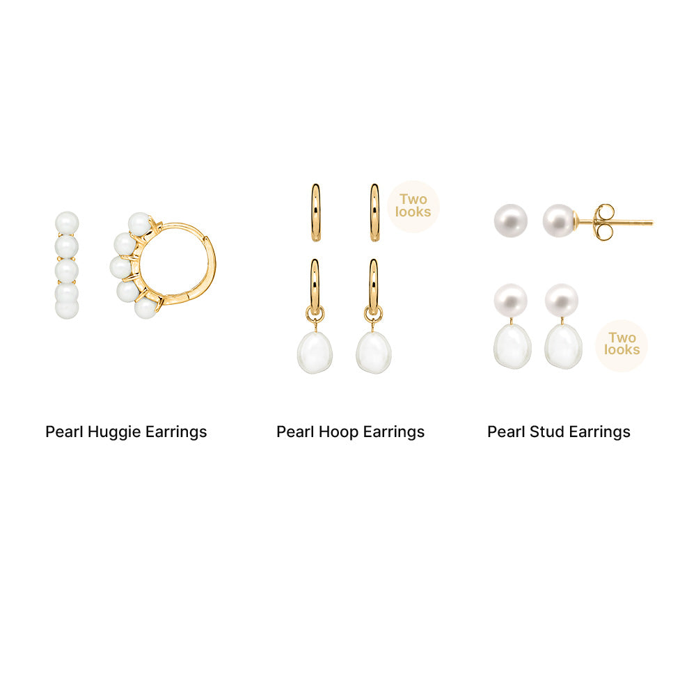 Start Your Stack Earring Edition with Pearls in Gold Plated Sterling Silver