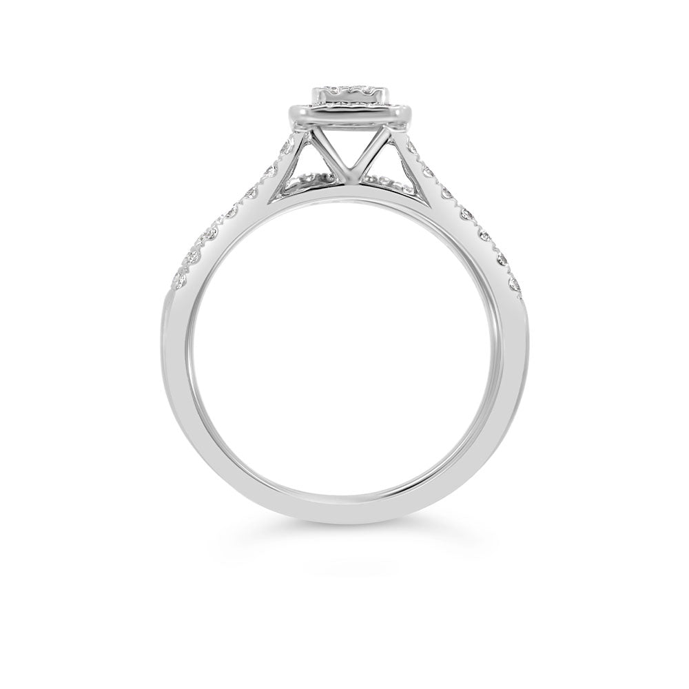 Halo Engagement Ring Set