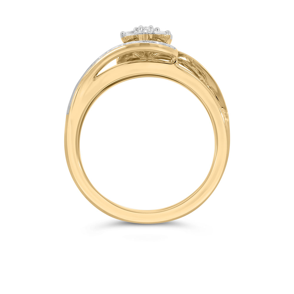 Cluster Engagement Ring Set with .75 Carat TW of Diamonds in 14kt Yellow Gold