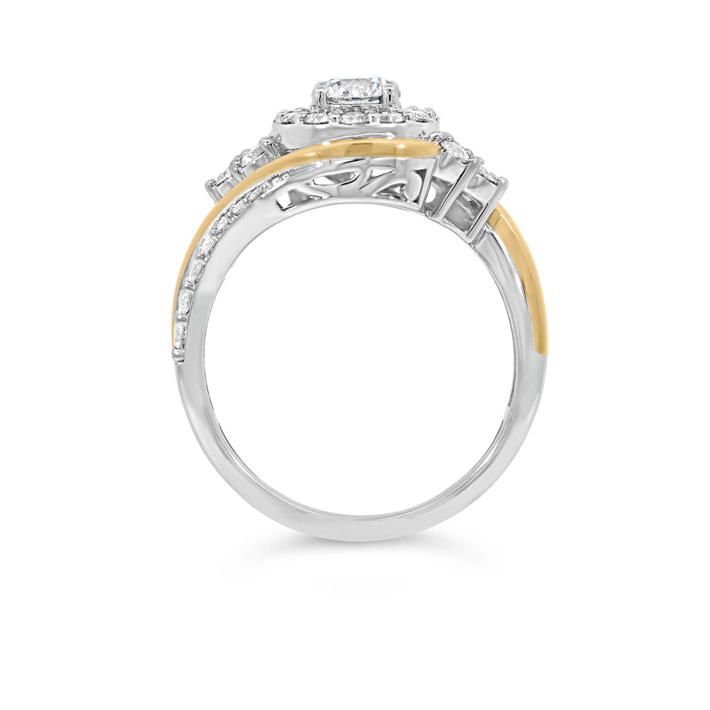 Cluster Engagement Ring with .50 Carat TW of Diamonds in 14kt White and Yellow Gold
