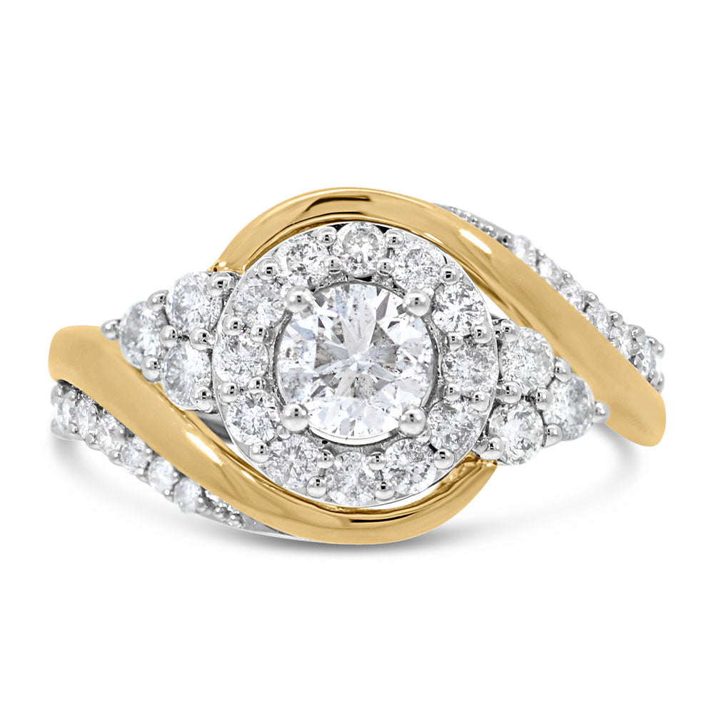 Cluster Engagement Ring with .50 Carat TW of Diamonds in 14kt White and Yellow Gold