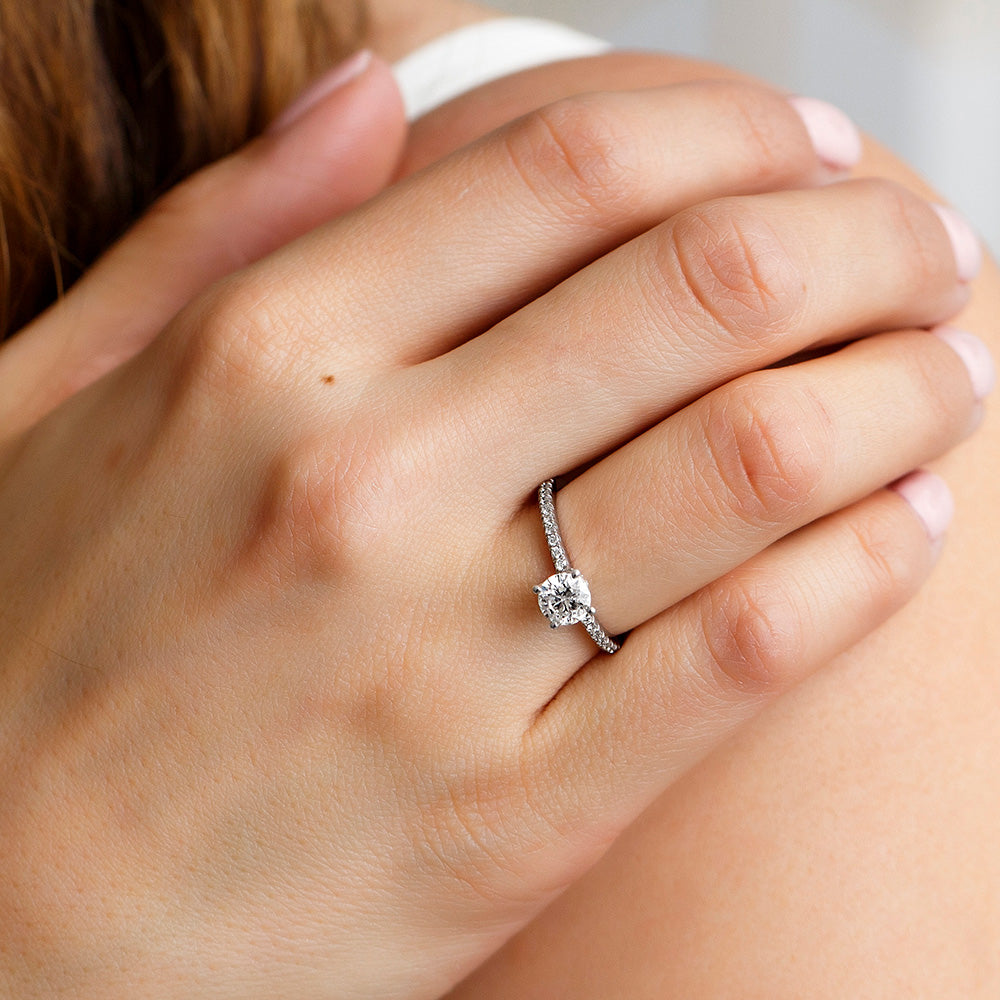 Brilliance Solitaire Diamond Engagement Ring .80 Carat TW in 18kt White Gold