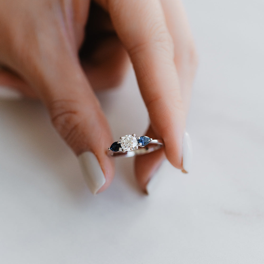 Blue Sapphire Engagement Ring Set in Luxurious 18kt White Gold