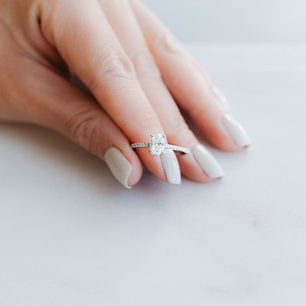 Diamond Engagement Ring .90 Carat TW in 18kt White Gold